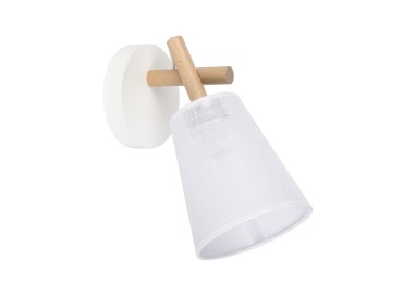 Applique murale Vaio 1 lumière – blanc & pin – en métal et bois – style moderne