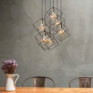 Suspension Alambre 6 lumières – noir – en métal – style moderne