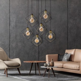 Suspension Alambre 6 lumières – noir – en métal – style moderne