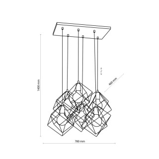 Suspension Alambre 6 lumières – noir – en métal – style moderne