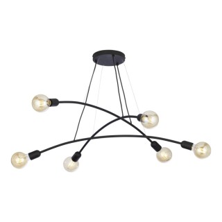 Suspension Helix 6 lumières – noir – en métal – style moderne et loft
