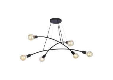 Suspension Helix 6 lumières – noir – en métal – style moderne et loft