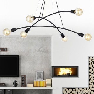 Suspension Helix 6 lumières – noir – en métal – style moderne et loft