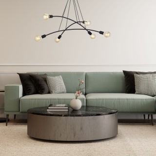 Suspension Helix 6 lumières – noir – en métal – style moderne et loft