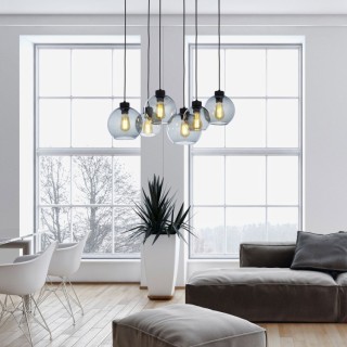 Suspension Cubus 6 lumières – noir – en métal – style moderne et chic