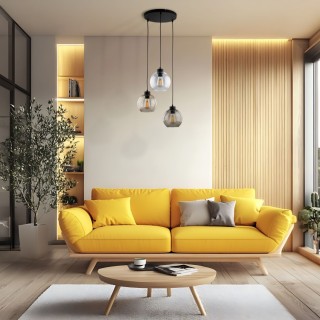 Suspension Cubus 3 lumières – noir – en métal – style moderne