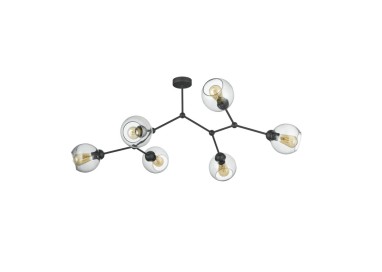 Plafonnier Fairy 6 lumières – noir – en métal – style rustique