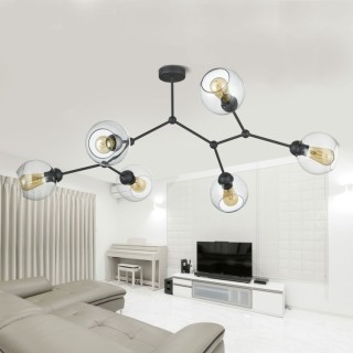 Plafonnier Fairy 6 lumières – noir – en métal – style rustique