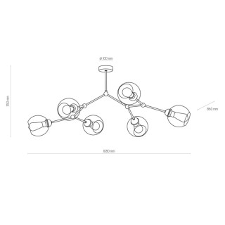 Plafonnier Fairy 6 lumières – noir – en métal – style rustique