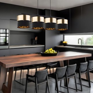 Suspension Hilton 4 lumières – noir – en métal – style moderne et chic