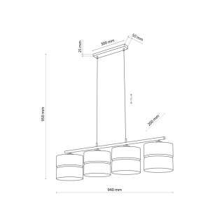 Suspension Hilton 4 lumières – noir – en métal – style moderne et chic