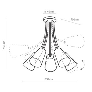 Plafonnier Wire 5 lumières – mélanger – en métal – style moderne