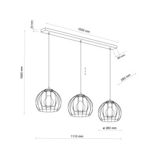 Suspension Universo 3 lumières – noir – en métal – style moderne et chic