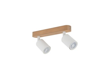 Plafonnier Top 2 lumières – blanc & pin – style moderne