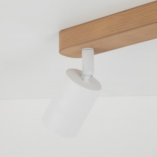 Plafonnier Top 2 lumières – blanc & pin – style moderne