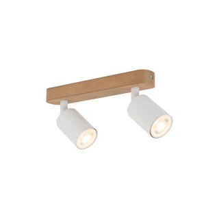 Plafonnier Top 2 lumières – blanc & pin – style moderne