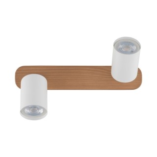 Plafonnier Top 2 lumières – blanc & pin – style moderne