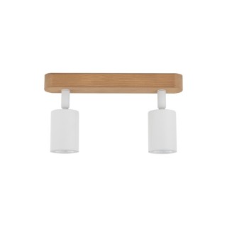 Plafonnier Top 2 lumières – blanc & pin – style moderne