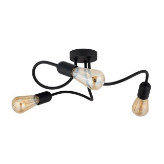 Plafonnier Wave 3 lumières – noir – en métal – style loft