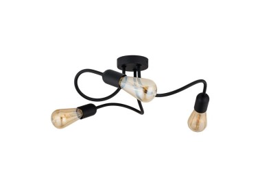 Plafonnier Wave 3 lumières – noir – en métal – style loft