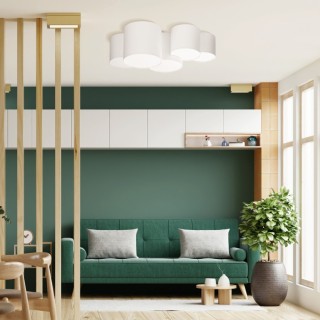 Plafonnier Mona 5 lumières – blanc – en métal – style scandinave