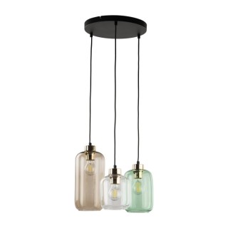 Suspension Marco 3 lumières – doré & noir – en métal – style moderne et chic