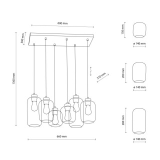 Suspension Marco 6 lumières – doré & noir – en métal – style moderne et chic