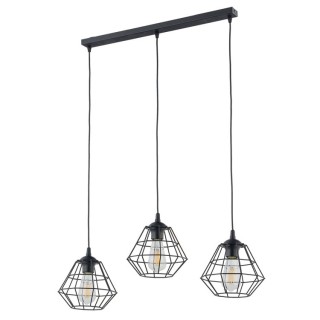 Suspension Diamond 3 lumières – noir – en métal – style moderne et loft