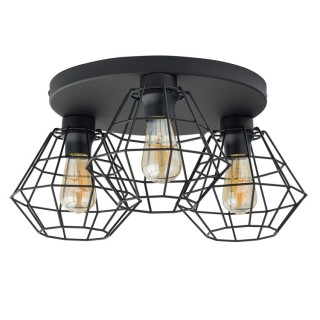 Plafonnier Diamond 3 lumières – noir – en métal – style moderne et loft