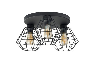 Plafonnier Diamond 3 lumières – noir – en métal – style moderne et loft