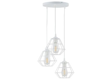 Suspension Diamond 3 lumières – blanc – en métal – style moderne et loft