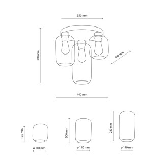 Plafonnier Marco 3 lumières – doré & noir – en métal – style moderne et chic