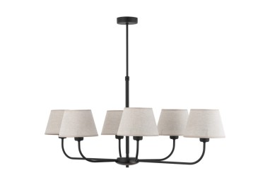 Plafonnier Chicago 6 lumières – noir – en métal – style rustique