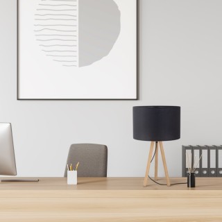 Veilleuse Tokyo 1 lumière – pin & noir – en métal et bois – style loft