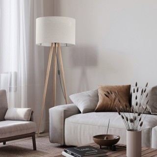 Lampadaire Tokyo 1 lumière – pin & noir – en métal et bois – style scandinave