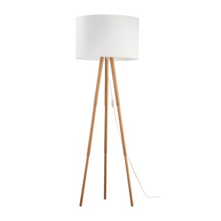 Lampadaire Tokyo 1 lumière – blanc & pin – en métal et bois – style scandinave