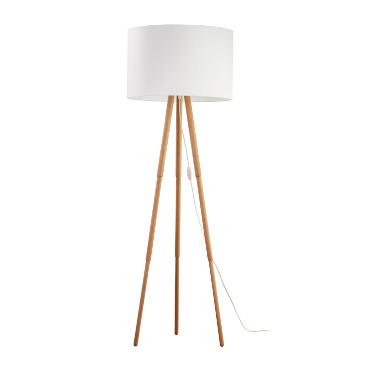 Lampadaire Tokyo 1 lumière – blanc & pin – en métal et bois – style scandinave