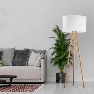 Lampadaire Tokyo 1 lumière – blanc & pin – en métal et bois – style scandinave