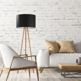 Lampadaire Tokyo 1 lumière – pin & noir – en métal et bois – style loft