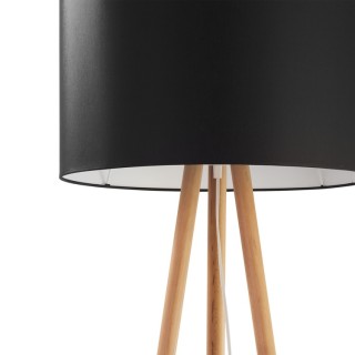 Lampadaire Tokyo 1 lumière – pin & noir – en métal et bois – style loft