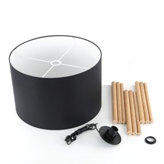 Lampadaire Tokyo 1 lumière – pin & noir – en métal et bois – style loft