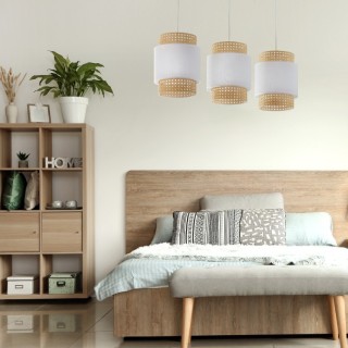 Suspension Boho 3 lumières – blanc – en métal – style scandinave