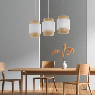 Suspension Boho 3 lumières – blanc – en métal – style scandinave