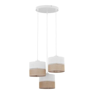 Suspension Linobianco 3 lumières – blanc – en métal – style scandinave