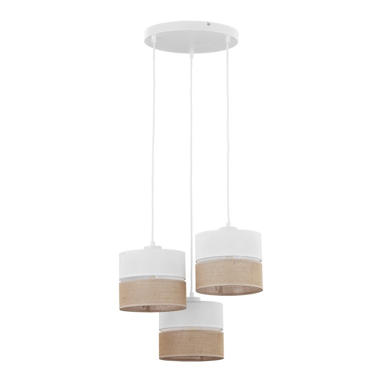 Suspension Linobianco 3 lumières – blanc – en métal – style scandinave