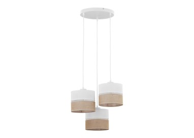Suspension Linobianco 3 lumières – blanc – en métal – style scandinave