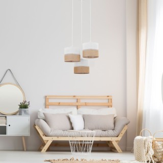 Suspension Linobianco 3 lumières – blanc – en métal – style scandinave