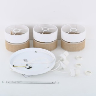 Suspension Linobianco 3 lumières – blanc – en métal – style scandinave