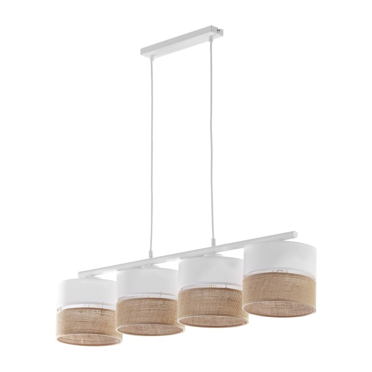 Suspension Linobianco 4 lumières – blanc – en métal – style scandinave
