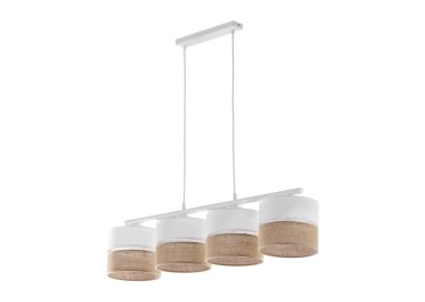 Suspension Linobianco 4 lumières – blanc – en métal – style scandinave